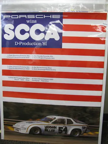 924 Porsche Wins D-Production - Red, White, Blue Poster 1