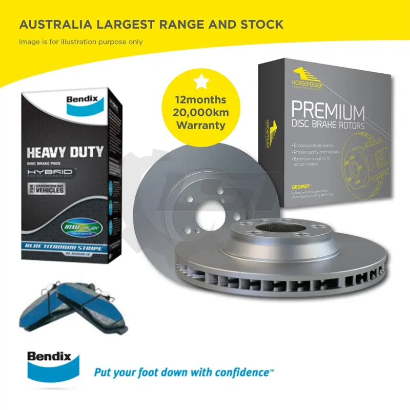 Front Bendix Hd Brake Pads And Rotors For Mitsubishi Triton Mk 2.8D 3.0I 00-06 2
