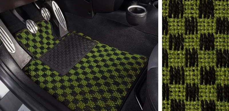 (New) #102 Black And Green Chequer Mats - Two Piece Or Four Piece 1