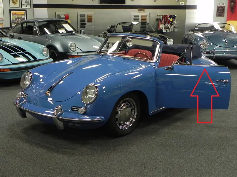 (New) 356 A/B/C Cabriolet & Karmann Hardtop Concours Chrome Door Top Trim Set - 1958-65 1