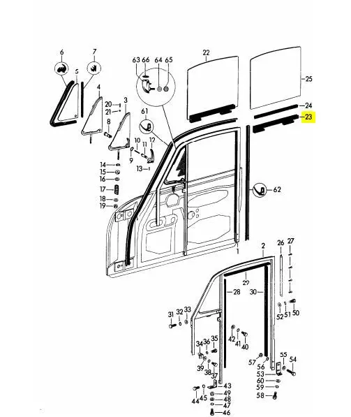 (New) 356 B/C Coupe Window Lifting Rail, Right Side - 1959-65 2
