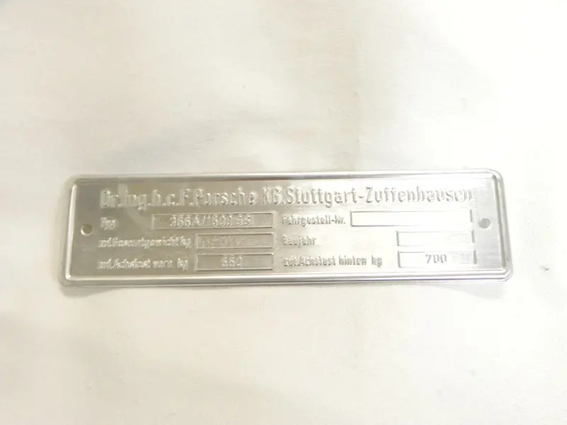 (New) 356 Carrera Gs 1500 Chassis Id Plate 1