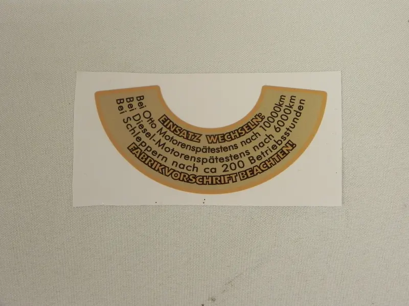 (New) 356 Einsatz Wechseln Decal For Oil Canister 1
