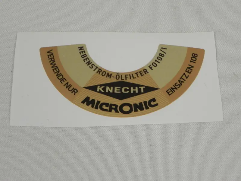 (New) 356 Knecht Micronic Decal For Oil Canister 1