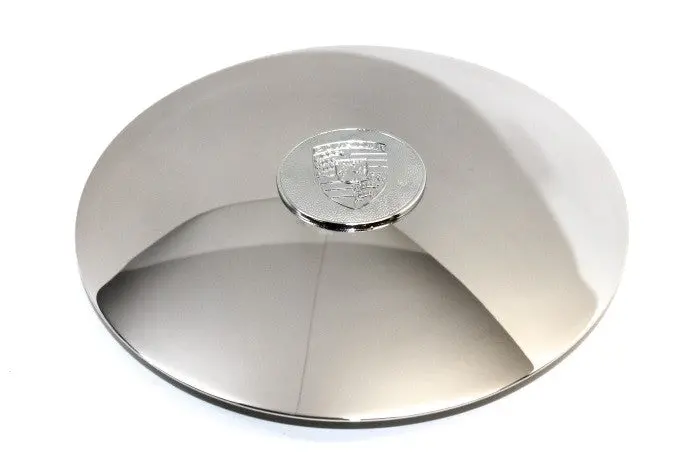 (New) 356C/Sc/912 Disc Brake Hubcap With Raised Chrome Crest For 5X130 Steel Wheels - 1964-69 1