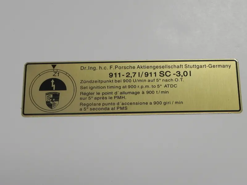 (New) 911 2.7 Or 3.0 Timing Decal - 1974-77 1