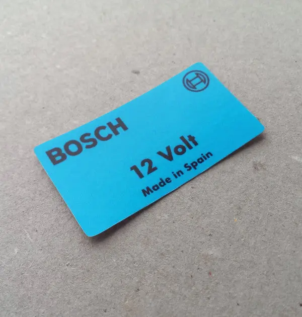 (New) 911/912/914 Bosch 12V Decal 'Made In Spain' - 1966-76 1