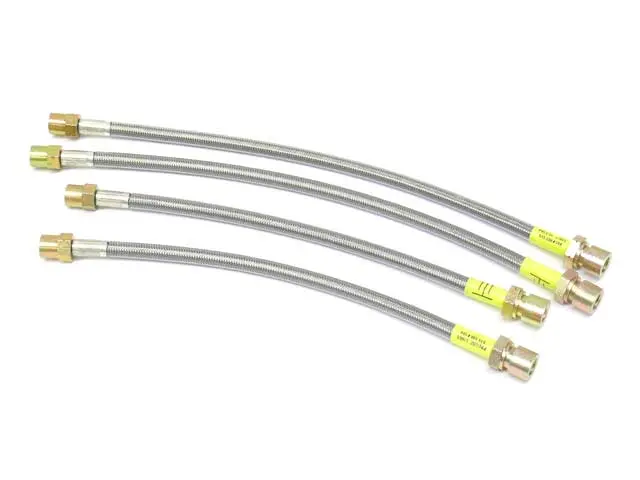 (New) 911/912/930 Brake Hose Set Steel Braided With Clear Protective Jacket - 1969-89 1