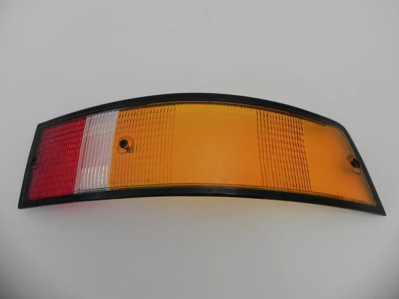 (New) 911/912/930 Genuine Right Side Euro Amber/Red/Clear Tail Light Lens With Black Trim - 1973-89 1