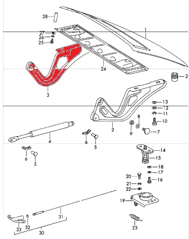 (New) 911/912 Engine Lid Hinge Right - 1965-89 1