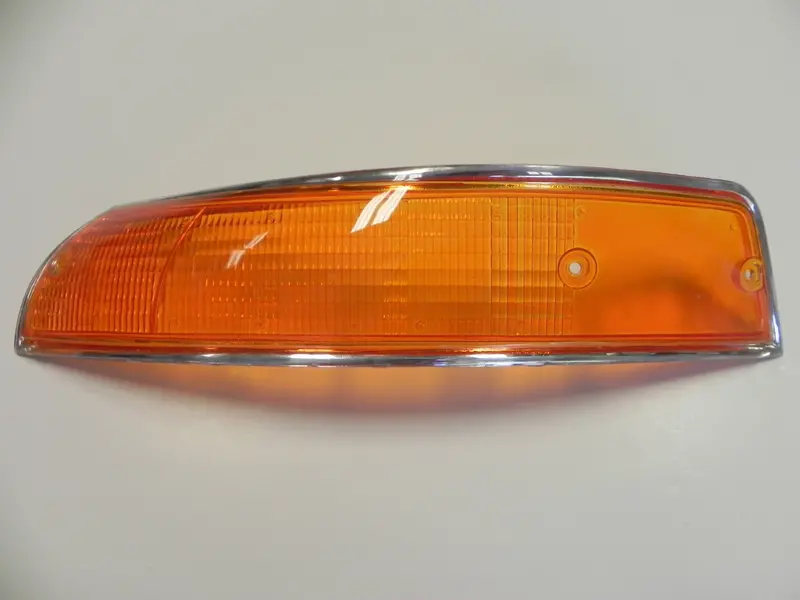 (New) 911/912 Front Left Usa Amber Turn Signal Lens With Silver Trim - 1969-72 2