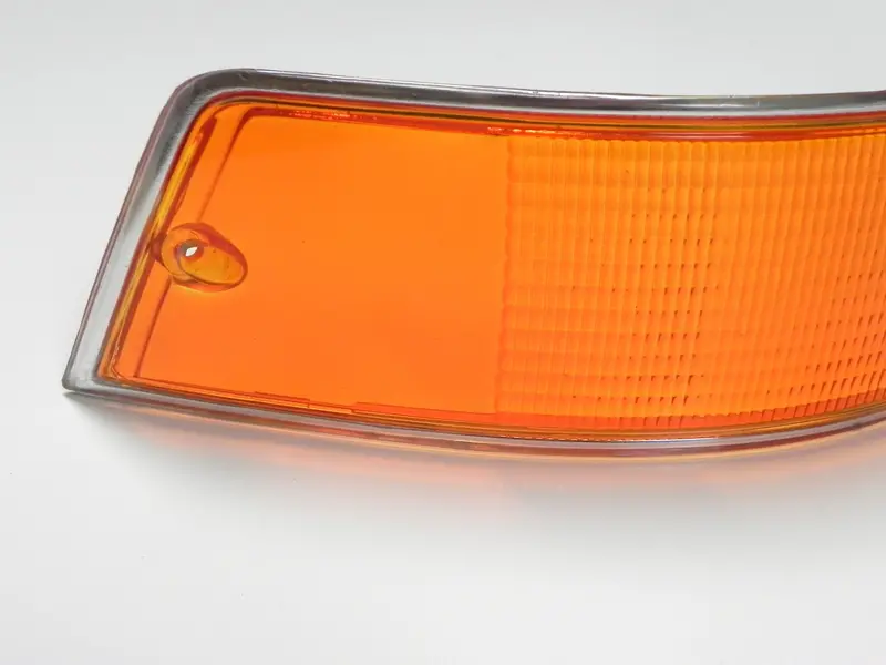(New) 911/912 Left Side Euro Amber/Red/Clear Tail Light Lens With Silver Trim - 1969-72 2