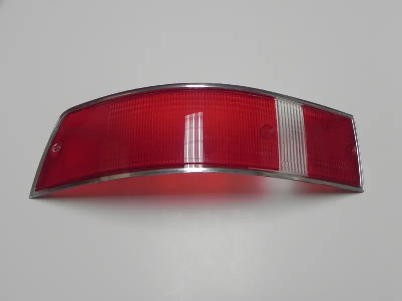 (New) 911/912 Left Side Usa Red/White Taillight Lens With Silver Trim - 1969-72 1