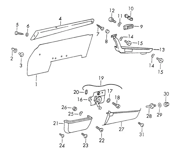 (New) 911/912 Right Side Door Pocket Support Bracket - 1969-73 2
