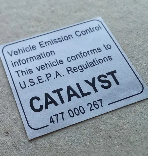 (New) 911/924/928/944/968/Boxster Catalytic Converter Decal - 1976-2005 1