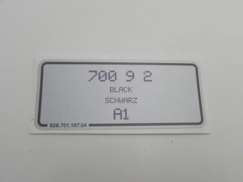 (New) 911/924/928/944 Black Paint Code Decal - 1988-98 2