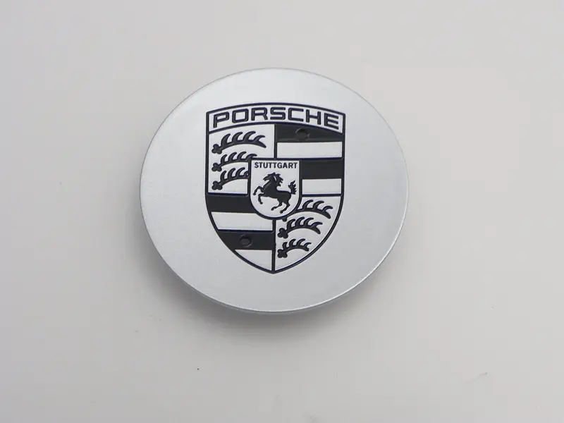 (New) 911/924S/944/986 Concave Center Cap W/ Black Porsche Crest - 1987-2005 1