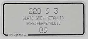 (New) 911/928/944/Boxster Slate Grey Metallic Paint Code Decal - 1991-2010 1