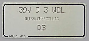 (New) 911/928/964/968/993/996/Boxster Iris Blue Metallic Paint Code Decal - 1993-2000 1