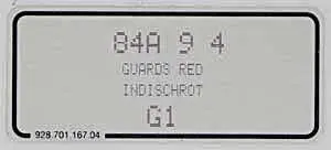 (New) 911/968/993/996 Guards Red Paint Code Decal - 1994-2012 1
