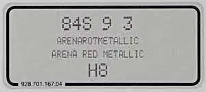 (New) 911/993/996/Boxster Arena Red Metallic Paint Code Decal - 1995-2000 1