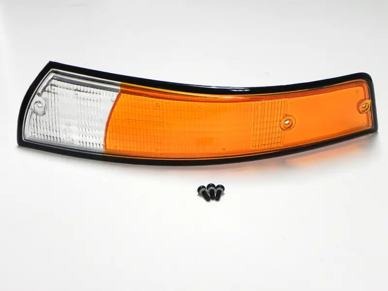 (New) 911 Black Trim Euro Front Left Amber/Clear Turn Signal Lens - 1973 1