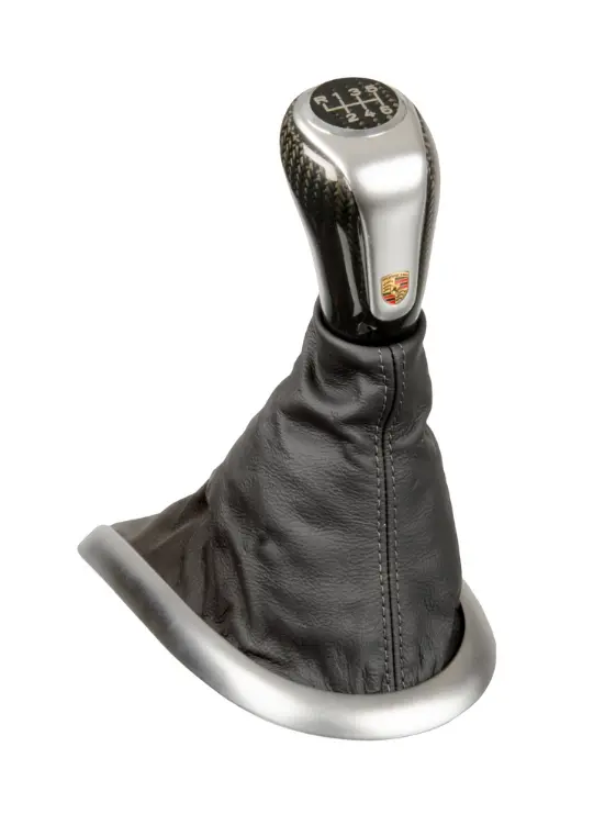(New) 911, Boxster 6 Speed Gear Shift Knob Black Leather/Carbon/Aluminium 1997-00 1