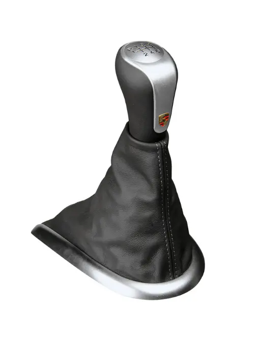 (New) 911, Boxster Shift Knob Black Leather/Aluminum 2001-02 1