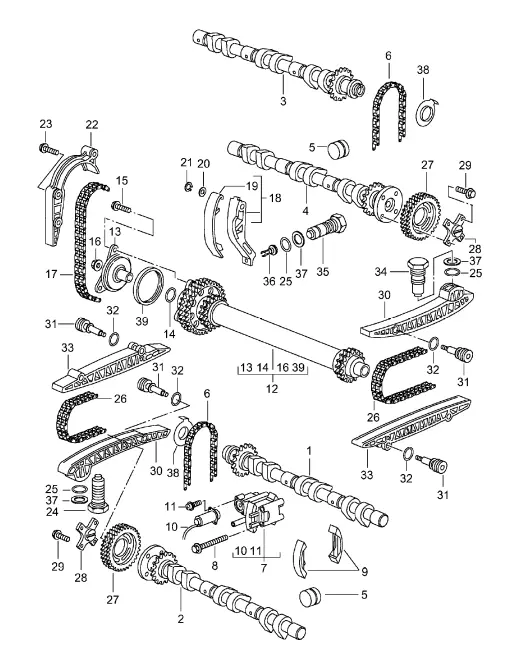 (New) 911/Boxster Timing Chain Tensioner Cylinders 1-3 - 1997-05 2