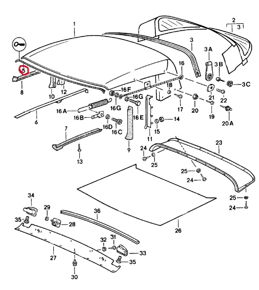 (New) 911 Cabriolet Convertible Top Gasket Front - 1983-94 2
