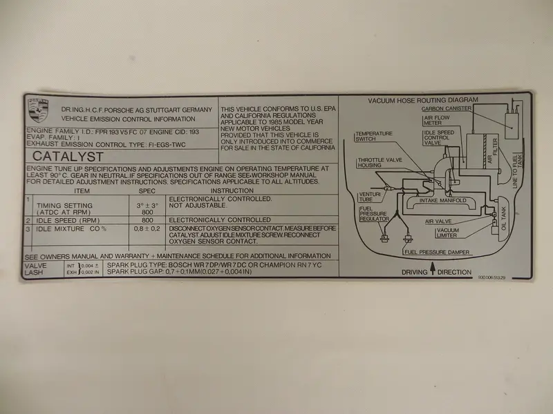 (New) 911 California Catalyst Decal - 1985 1