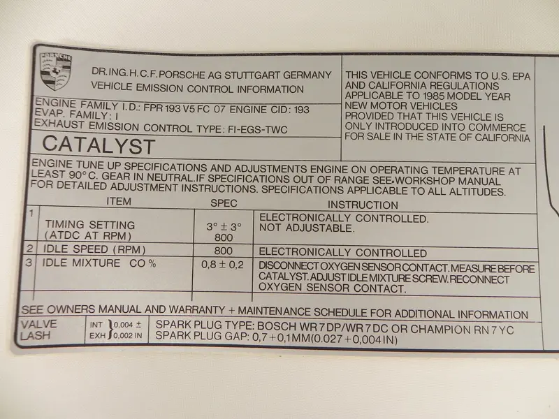 (New) 911 California Catalyst Decal - 1985 2