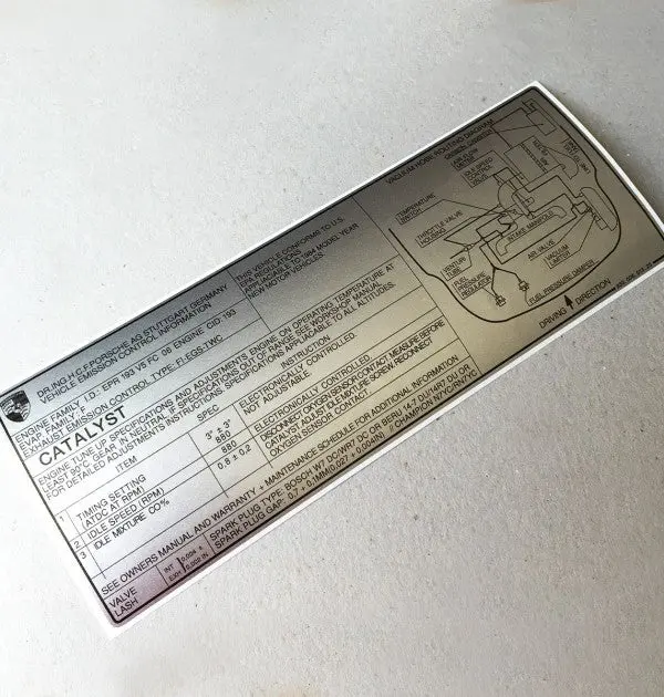 (New) 911 Carrera 3.2L Emission Catalyst Decal - 1984 1