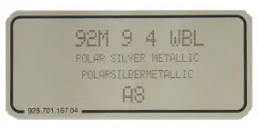 (New) 911 Carrera Polar Silver Metallic Paint Code Decal - 1994-97 1