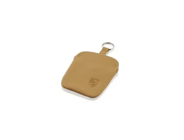 (New) 911 Cashmere Beige Leather Key Fob - 1970-98 1