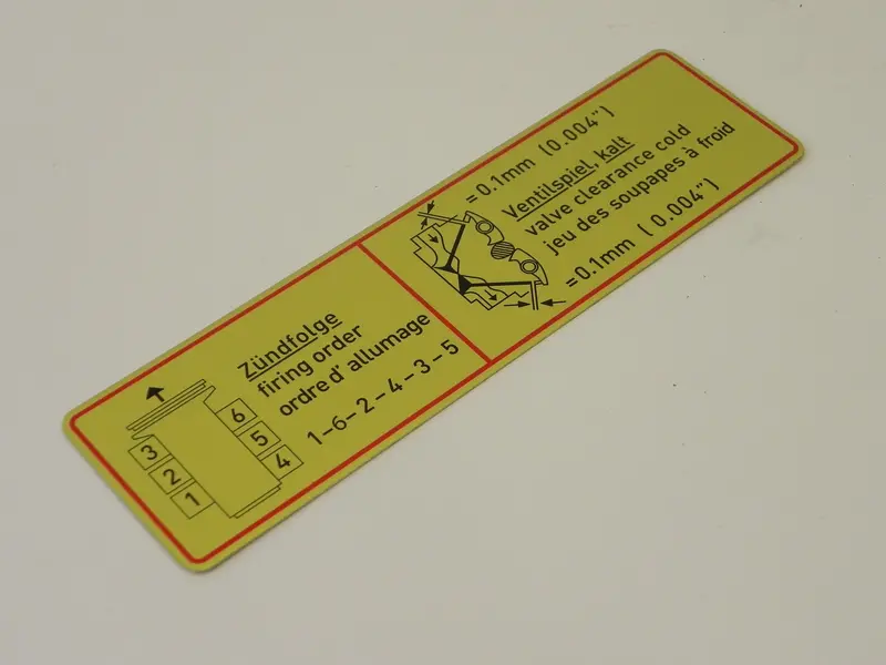 (New) 911 Engine Compartment Firing Order/Valve Clearance Decal With Red Border - 1964-66 1