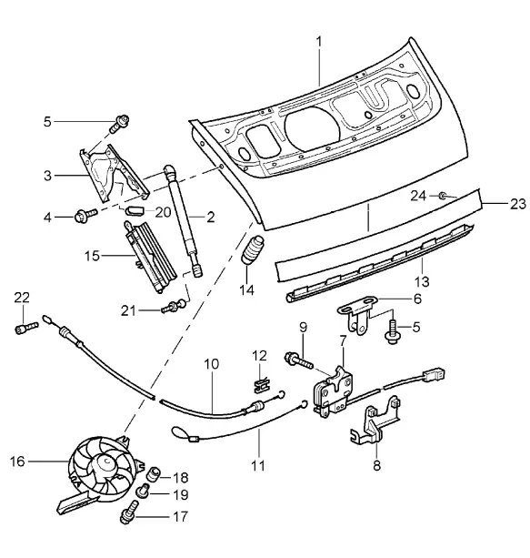 (New) 911 Engine Lid Strut - 1999-13 2
