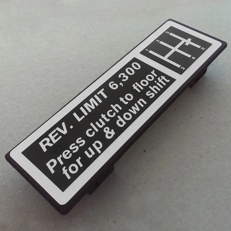 (New) 911 Iroc/Rsr Radio Delete Plate Rev. Limit 6300 Rpm - 1978-89 1