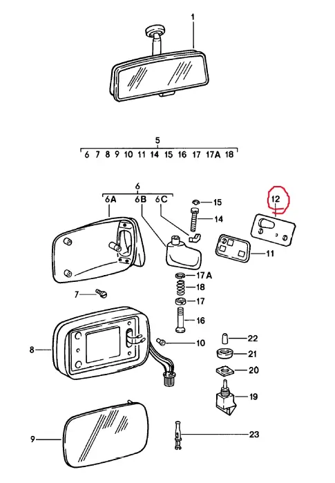 (New) 911 Left Side Mirror Desk Pad Reinforcement - 1976-89 2