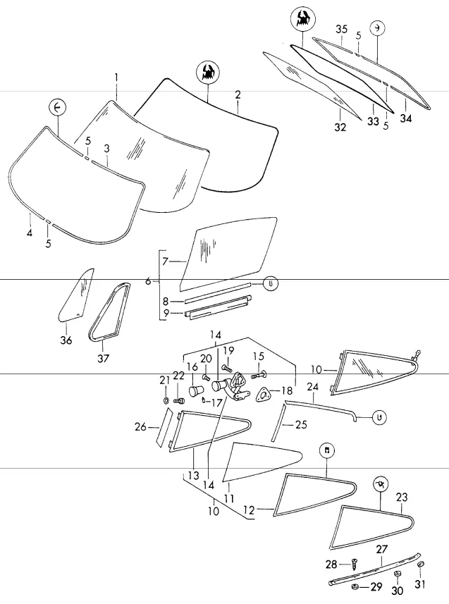 (New) 911 Left Window Lift Rail - 1965-79 2