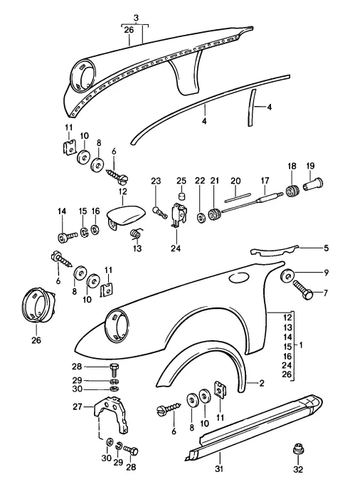 (New) 911 Passenger Side Front Fender - 1974-89 2