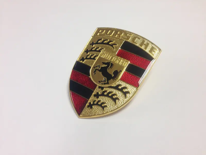 (New) 911 Porsche Hood Crest Emblem With Maroon Bars - 1975-94 1
