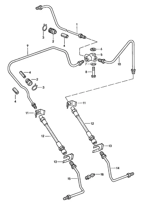 (New) 911 Rear Brake Line - 1974-83 2