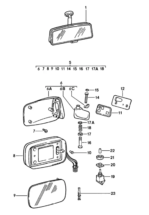 (New) 911 Right Side Mirror Desk Pad Reinforcement - 1976-89 1