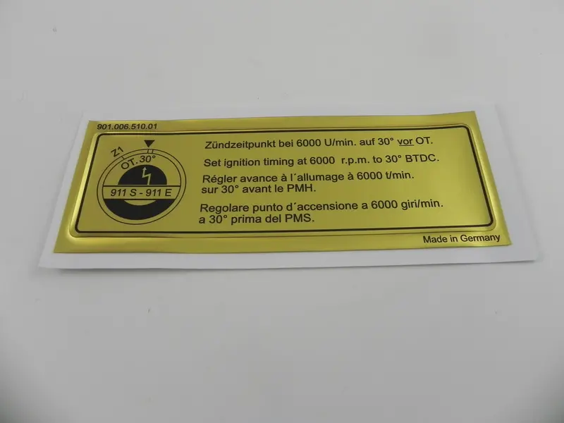 (New) 911 S Or E Timing Decal - 1969-73 1