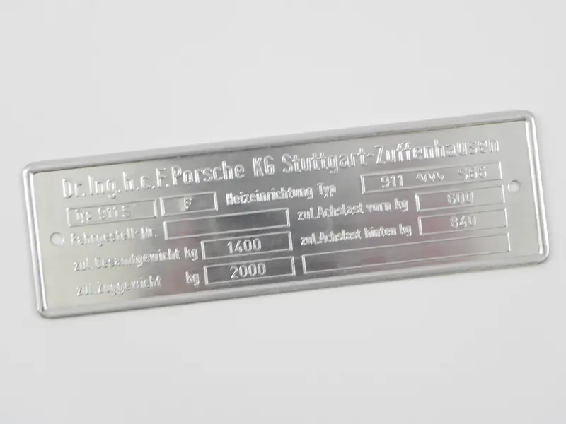 (New) 911 S Type F 2.4L Chassis Id Plate - 1973 1