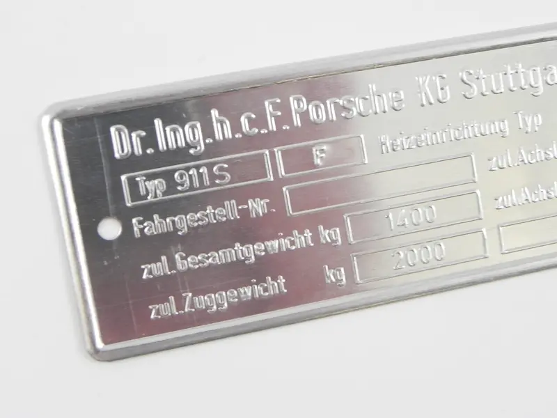 (New) 911 S Type F 2.4L Chassis Id Plate - 1973 2