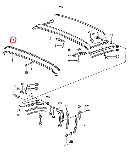 (New) 911 Speedster Convertible Top Front Header Gasket - 1989 1