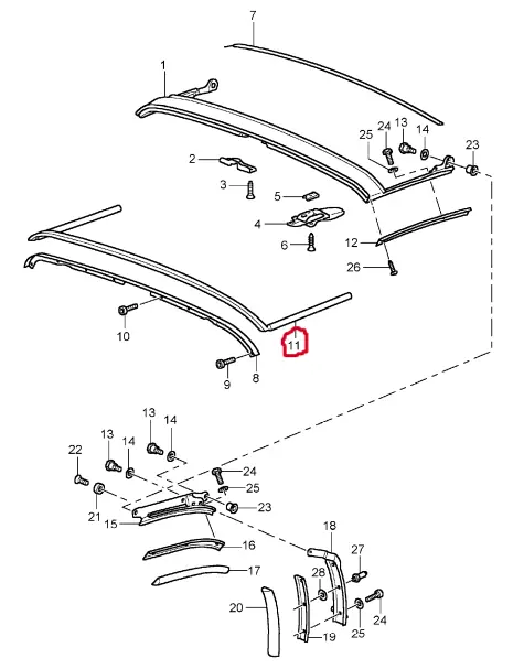 (New) 911 Speedster Convertible Top Gasket Front - 1994 1