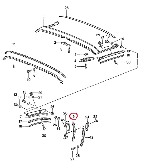 (New) 911 Speedster Convertible Top Side Gasket Right Rear - 1989 1